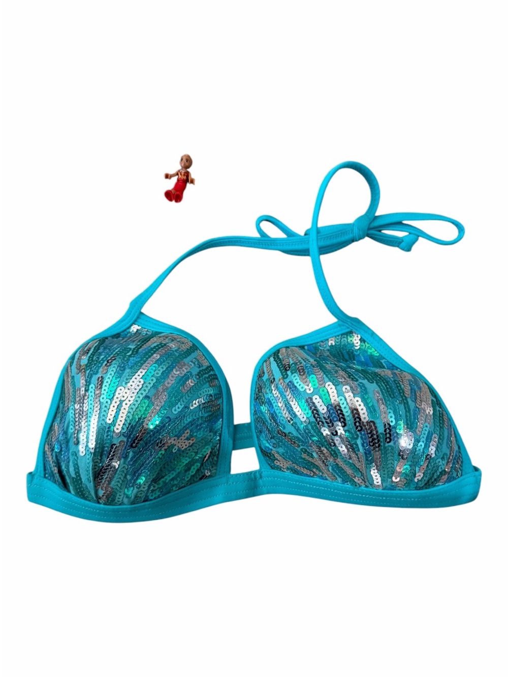VENUS Teal Sequin Bikini Top S/M D Cup